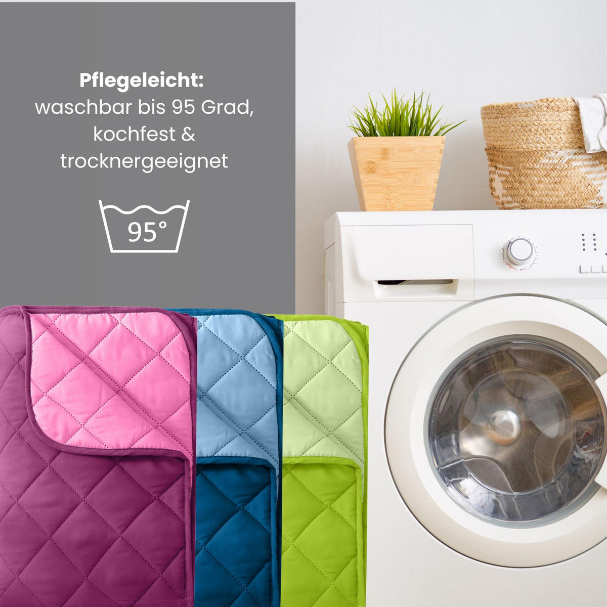 KINDER-SOMMERBETT Steppbett hellgrün - Grün, Textil (135/200cm) - wometo