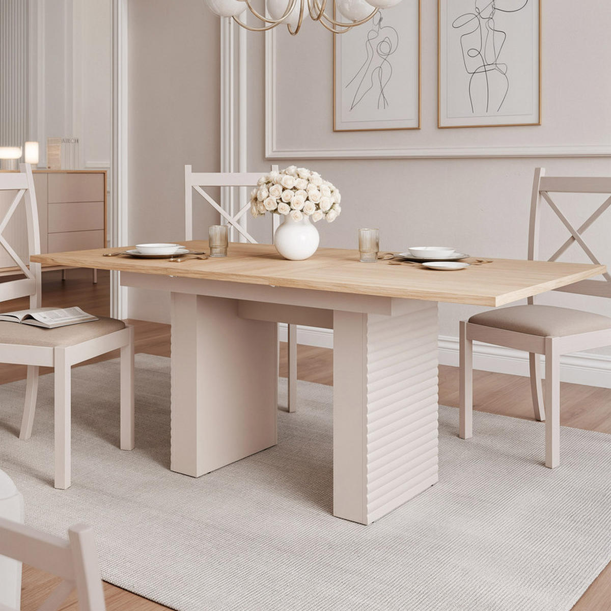 AUSZIEHTISCH LUSSO 140/90/75 cm Eiche - Eichefarben, Holzwerkstoff (90/140/75cm) - Idohome