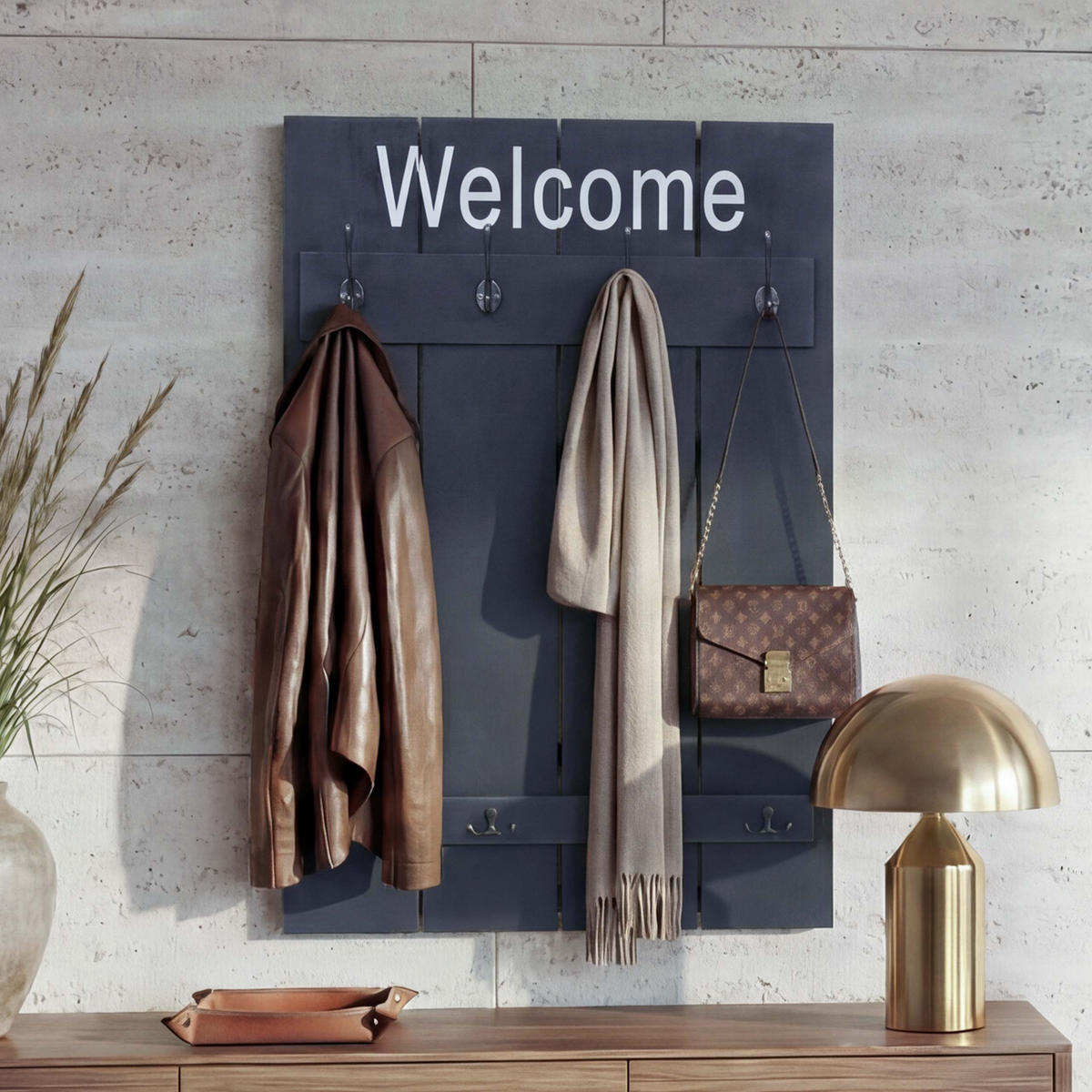 WANDGARDEROBE WELCOME SHABBY Grau - Grau, Holz (60/90/8cm) - MCW