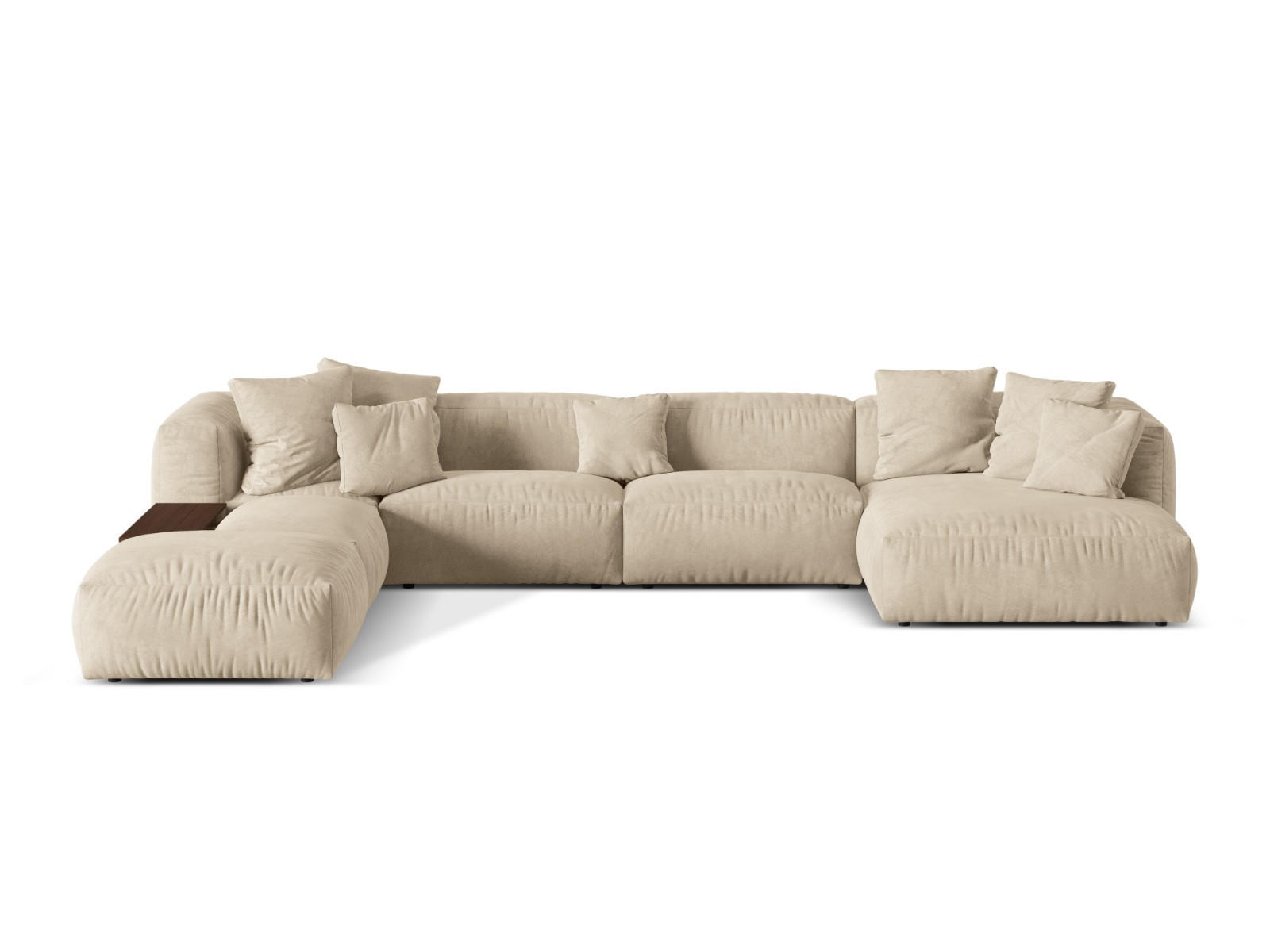 PANORAMASOFA modular links Martina aus Samt leichtes beige 5 Sitzplätze - Creme, Textil (280/75/406cm) - Micadoni