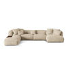 PANORAMASOFA modular links Martina aus Samt leichtes beige 5 Sitzplätze - Creme, Textil (280/75/406cm) - Micadoni