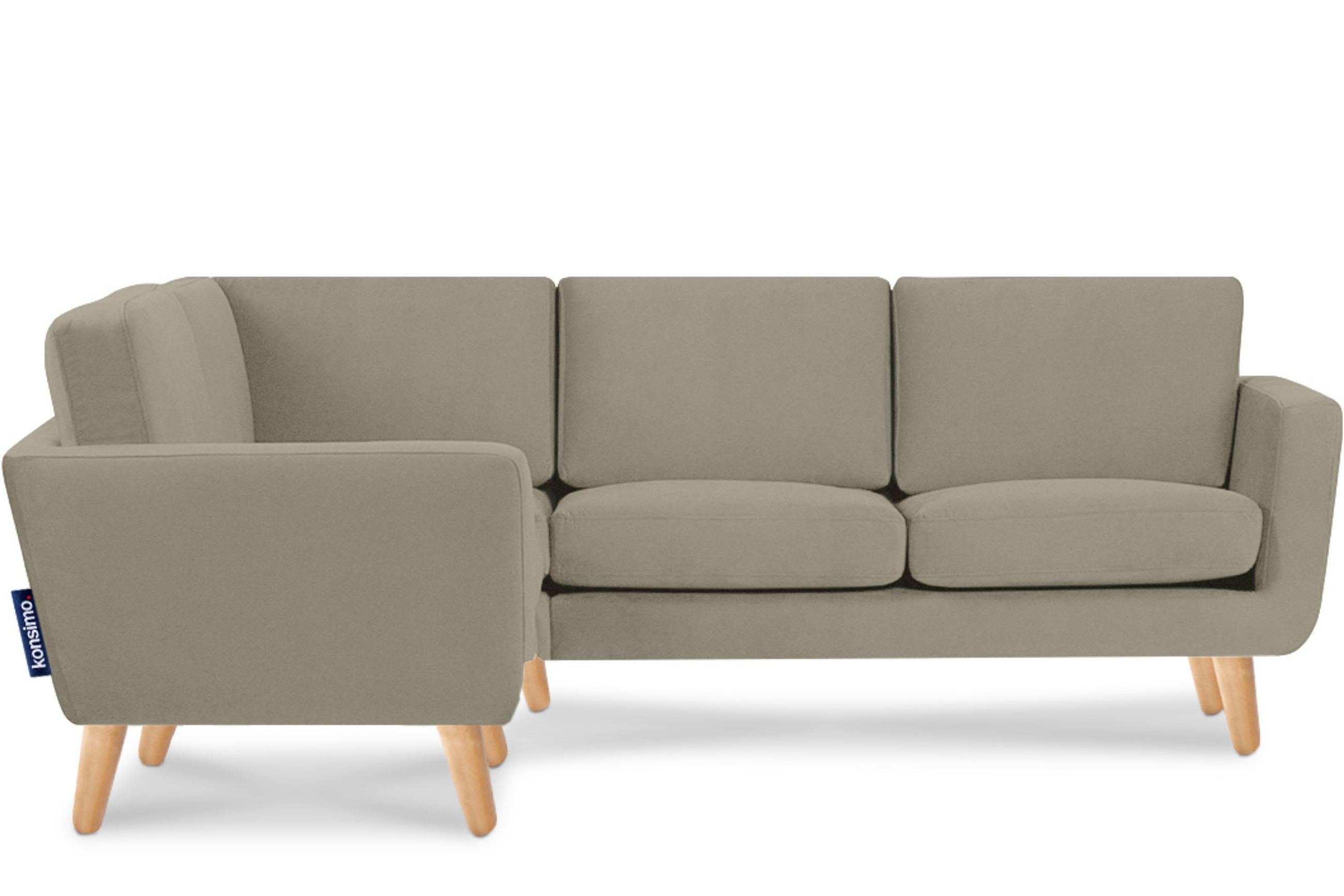 ECKSOFA-LINKS TAGIO 3/4 Sitzer, Beige - Beige/Braun, Buchenholz/Textil (220/181cm) - KONSIMO®