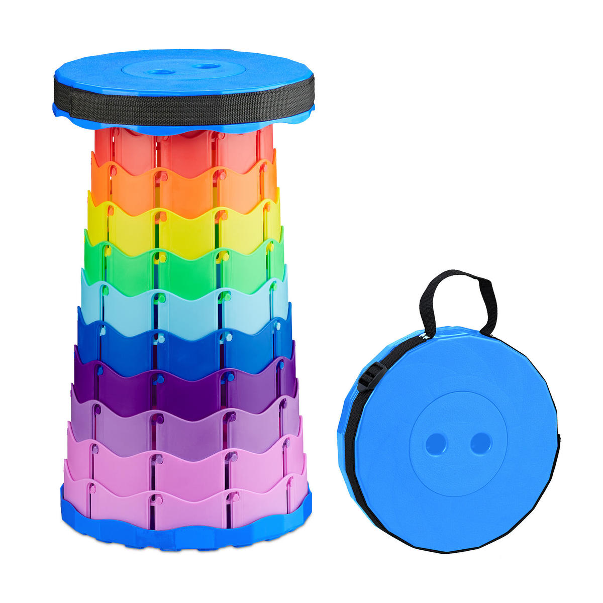 TELESKOPHOCKER - Multicolor, Kunststoff (25/44.5/25cm) - Relaxdays