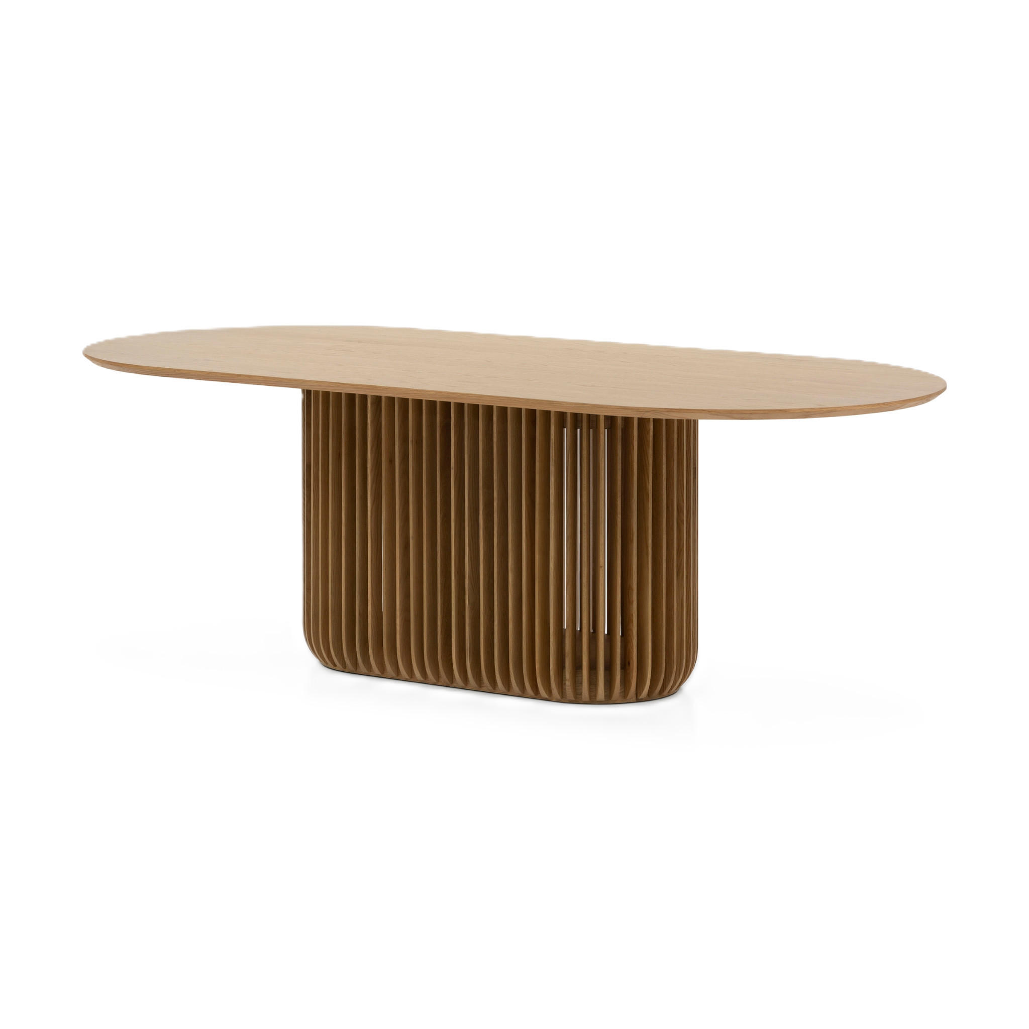 ESSTISCH Franz, Natur Massiveiche, Ø190 cm - Beige, Holz (190/100/76cm) - WOODEK