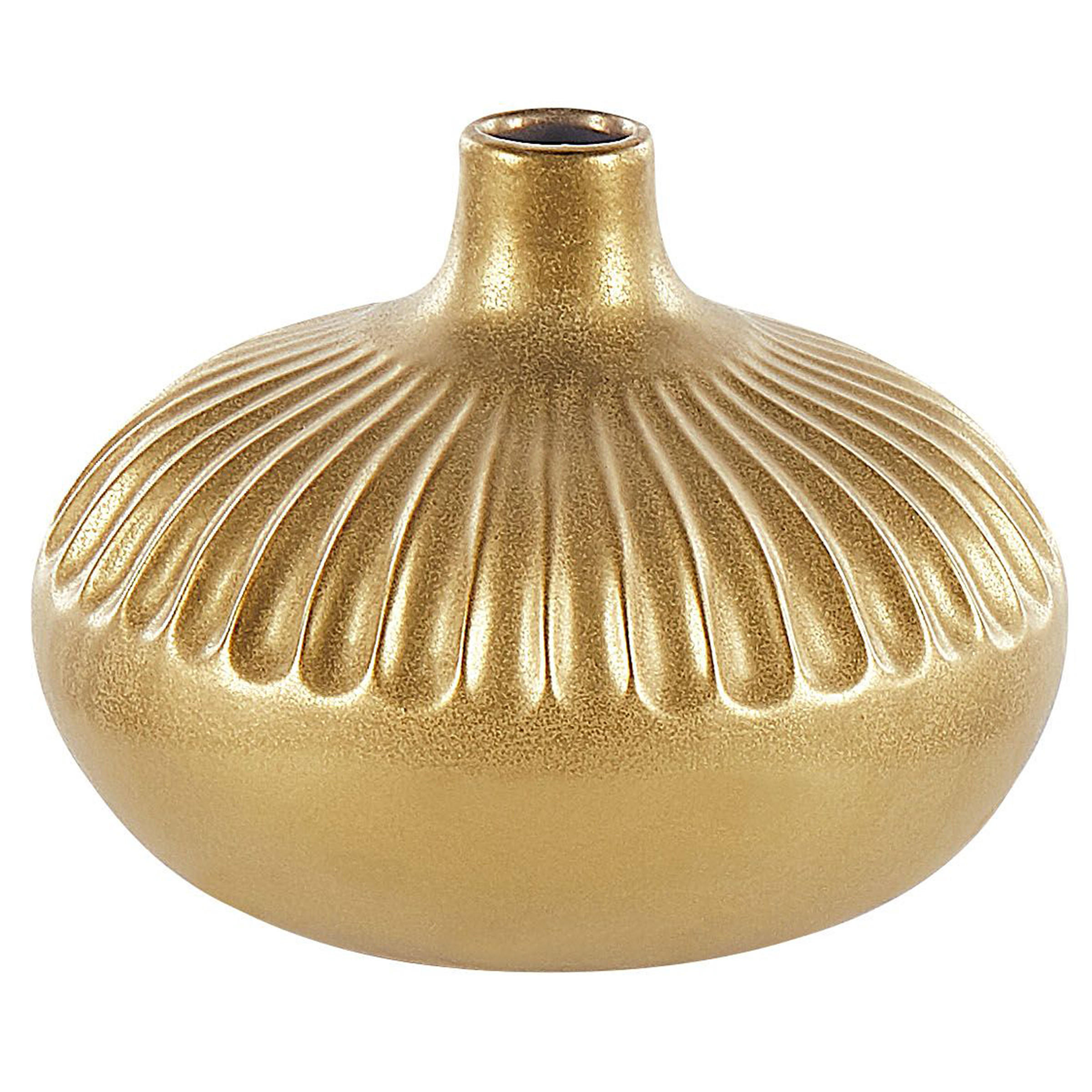 DEKOVASE Steinzeug gold Cercei - Goldfarben, Stein (20cm) - Beliani