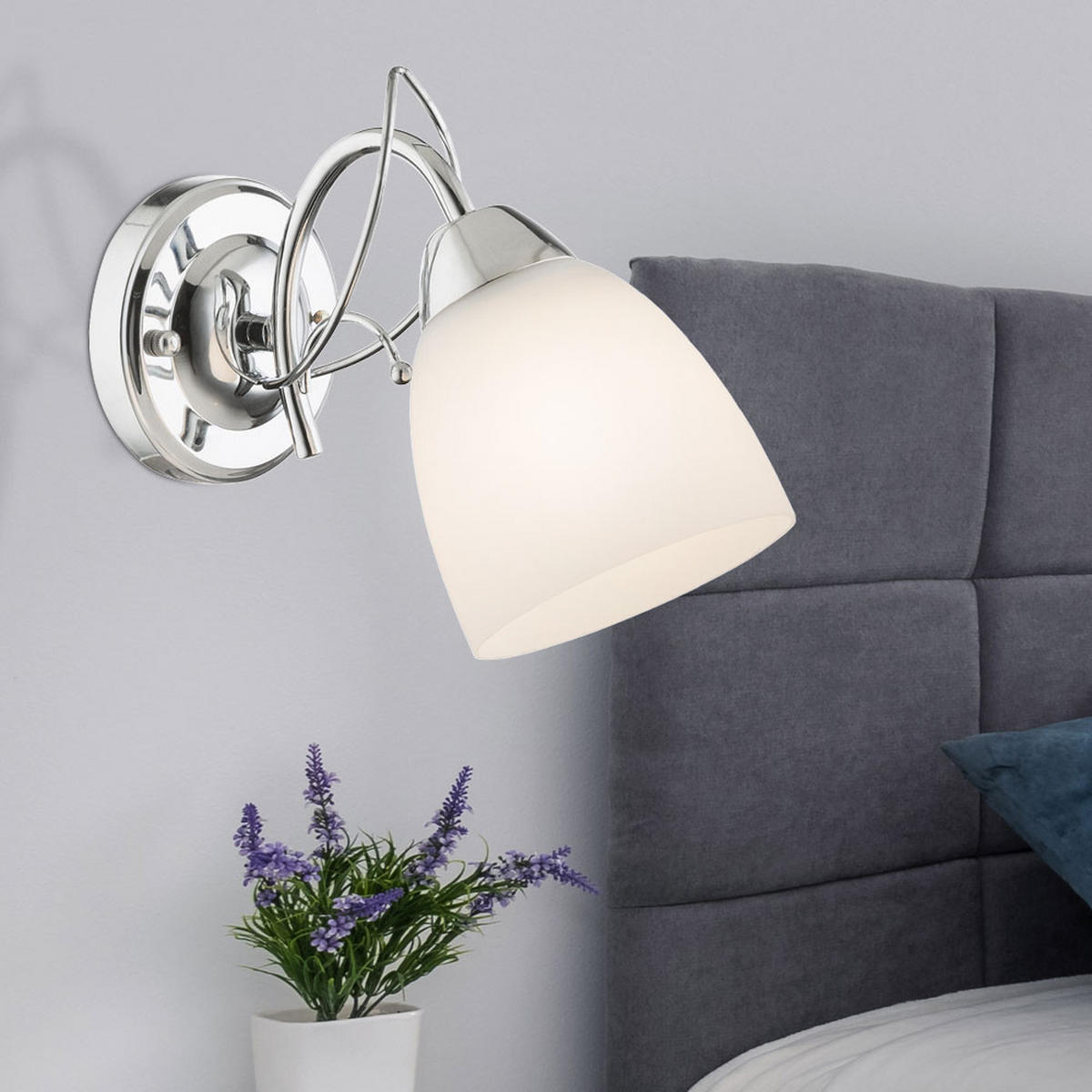 WANDLEUCHTE Chrom Glas Opal Silber - Silberfarben, Glas (11/24/19cm) - Globo Lighting