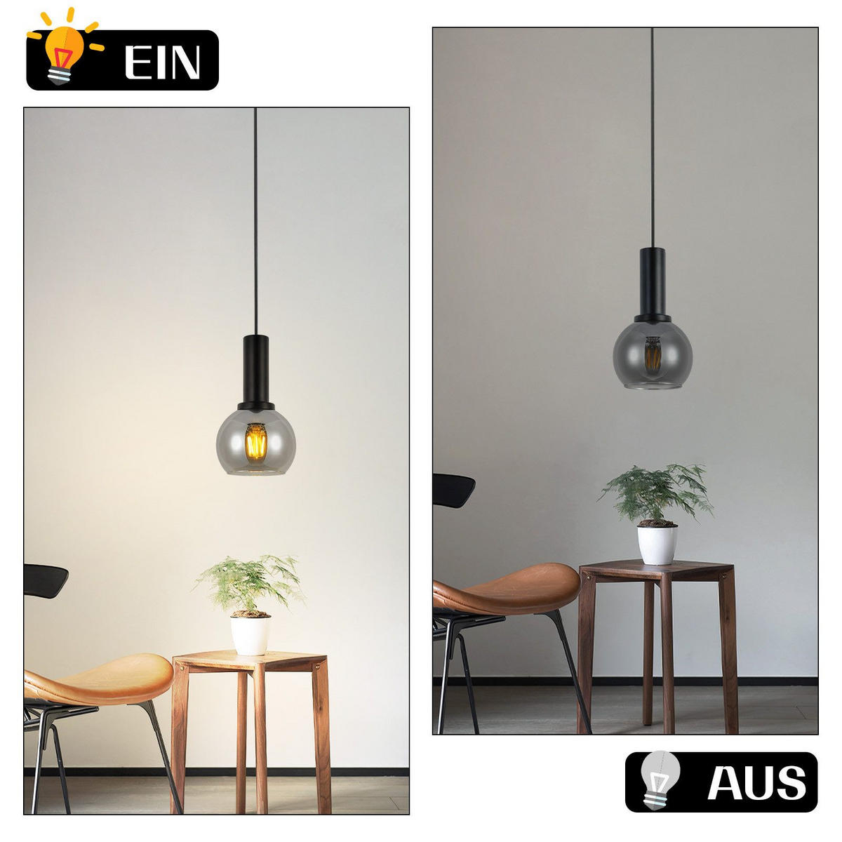 HÄNGELEUCHTE Torvq 10/13/145 cm - Schwarz, Metall (10/13/145cm) - ZMH