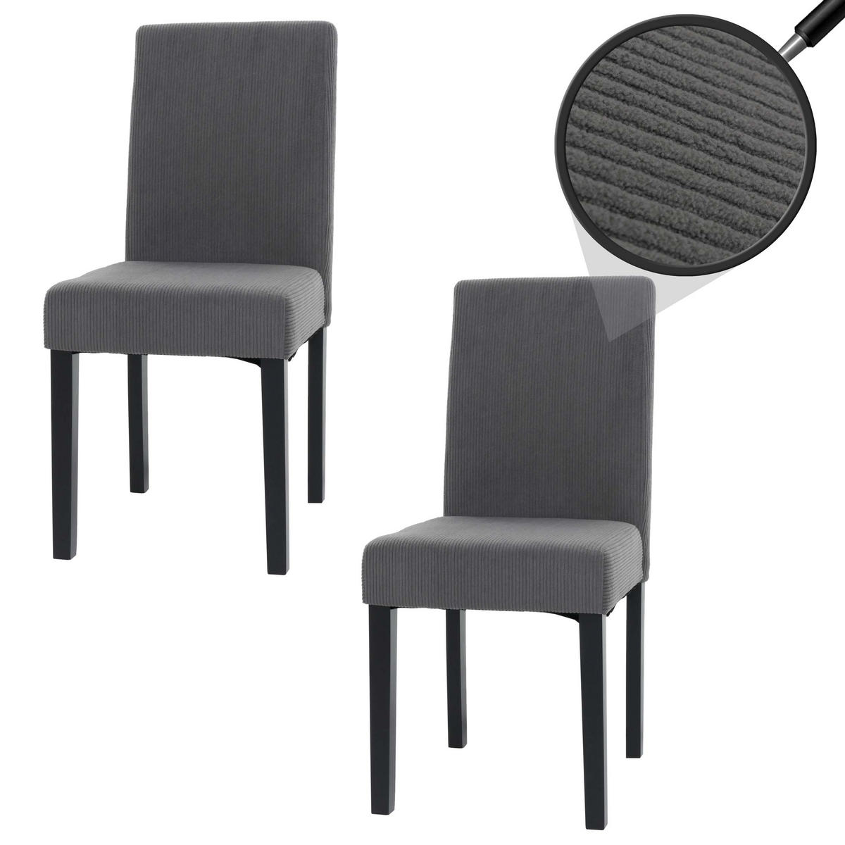 ESSZIMMERSTUHL Grau 2er-Set - Grau, Textil (42/90/50cm) - MCW