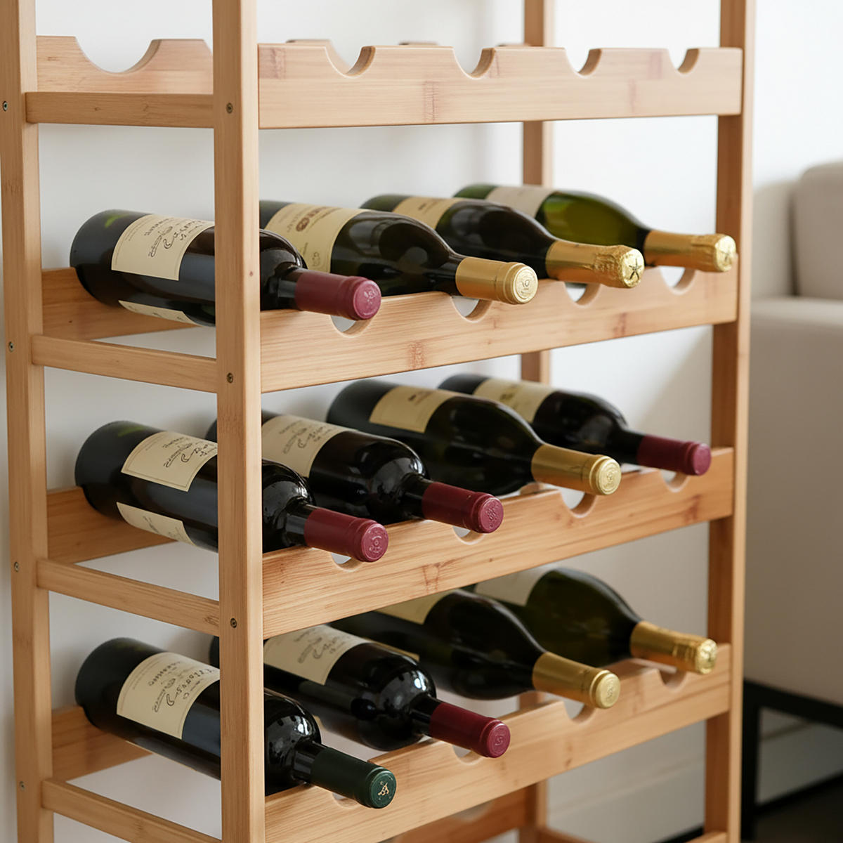 WEINREGAL - Hellbraun, Holz (45/73/45cm) - Relaxdays