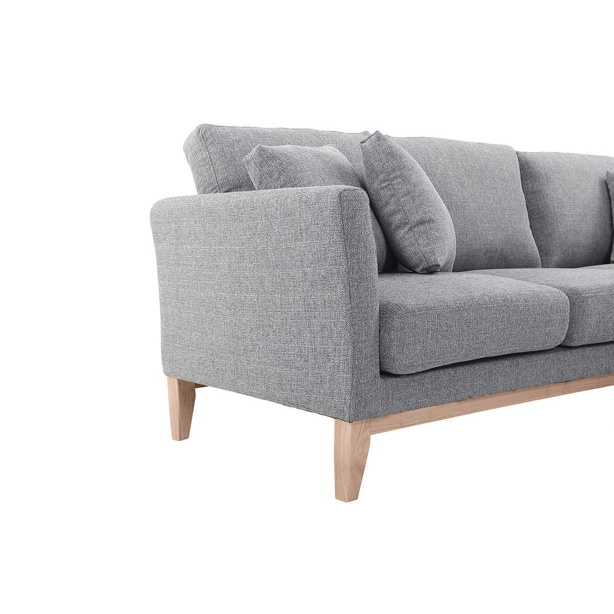 ECKSOFA Rechts Skandinavisch Hellgrau OSLO - Grau, Textil (130/192cm) - Miliboo