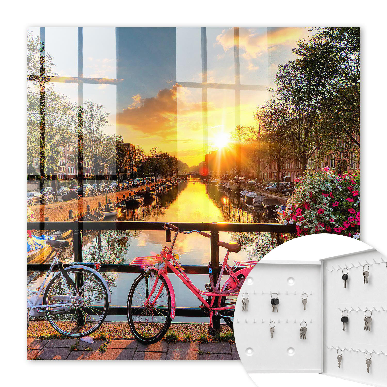 SCHLÜSSELBOX Weiß 30x30 cm – Türöffnung nach rechts - Urban West - Orange, Metall (30/30/5cm) - TULUP
