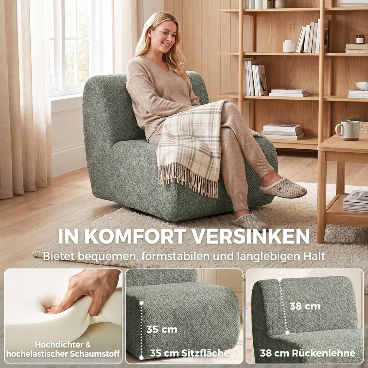 SESSEL Grau 90.0/70.0/70.0cm - Grau, Textil (70/70/90cm)