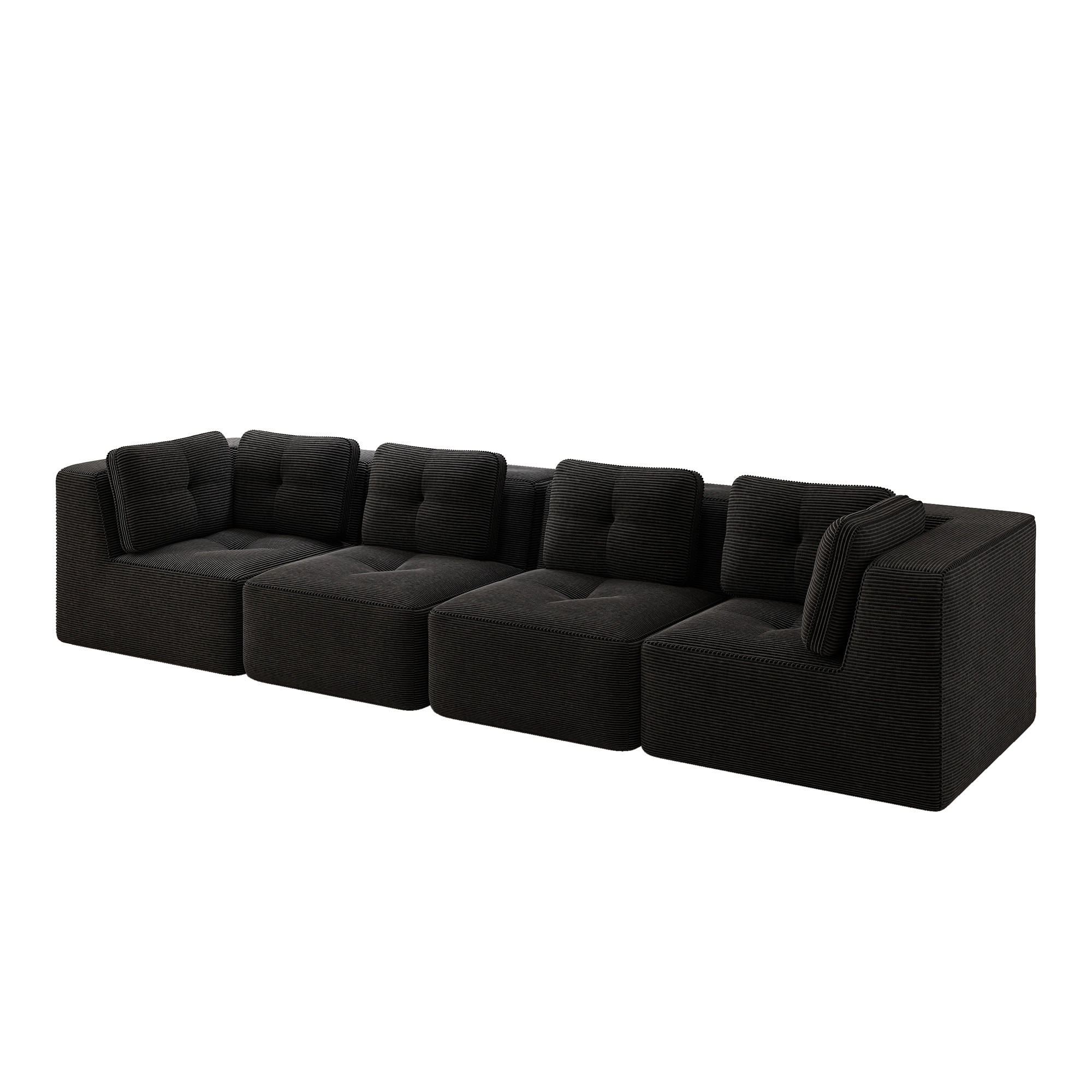 4-SITZER-SOFA DE-34220 mit Tiefsitz Schwarz - Schwarz, Textil (104/69/386cm) - ComfortXL