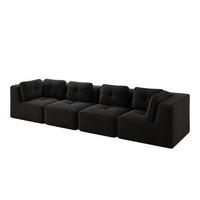 4-SITZER-SOFA DE-34220 mit Tiefsitz Schwarz - Schwarz, Textil (104/69/386cm) - ComfortXL