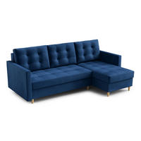ECKSOFA DIVO Kronos L-förm, Schlaffunktion, elegantes Design, hochwertige Materialien, lose Rückenkissen, freistehend, RECHTS 224x144x95 cm Blue - Blau, Holz/Textil (224/144cm) - DomoHome