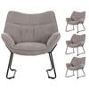 SESSEL Aliano - 4er Set - hellgrau - Hellgrau/Schwarz, Textil/Metall (67/76/73cm) - bene living