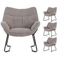SESSEL Aliano - 4er Set - hellgrau - Hellgrau/Schwarz, Textil/Metall (67/76/73cm) - bene living