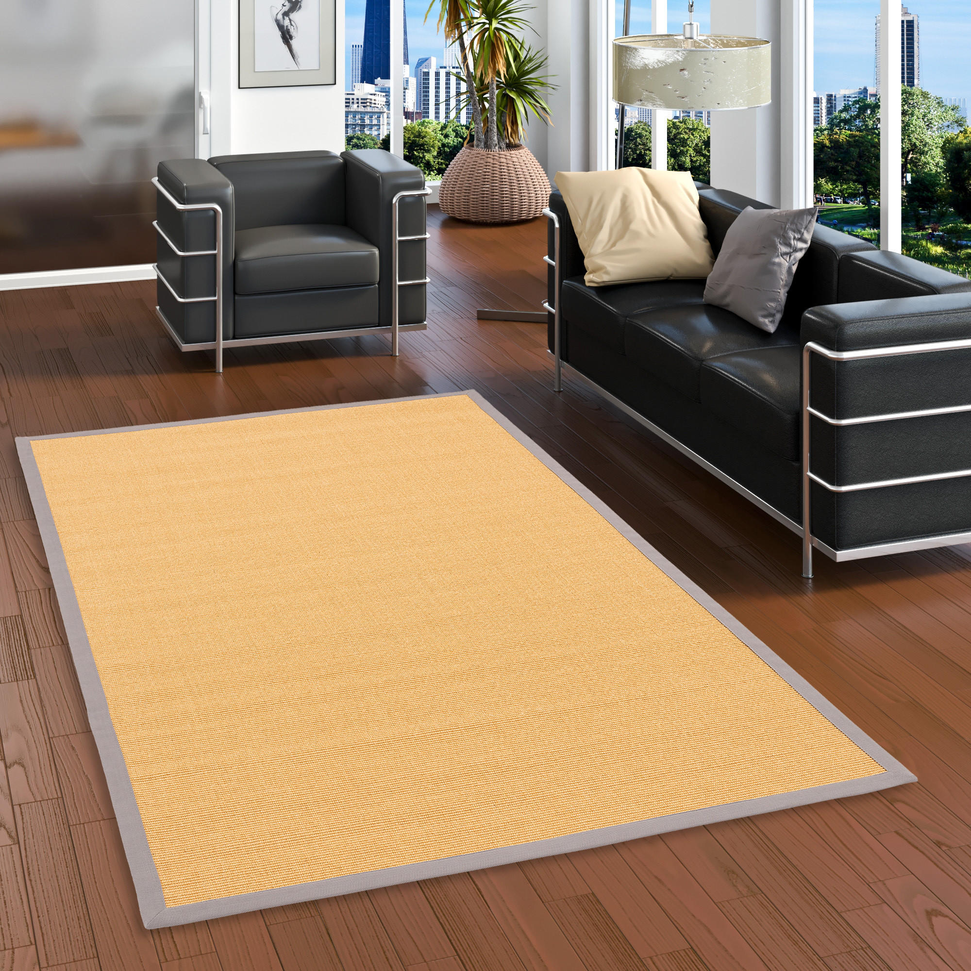 SISALTEPPICH NATURA KLASSISCH MIT BORDÜRE - Goldfarben, Textil (200/250cm) - Pergamon