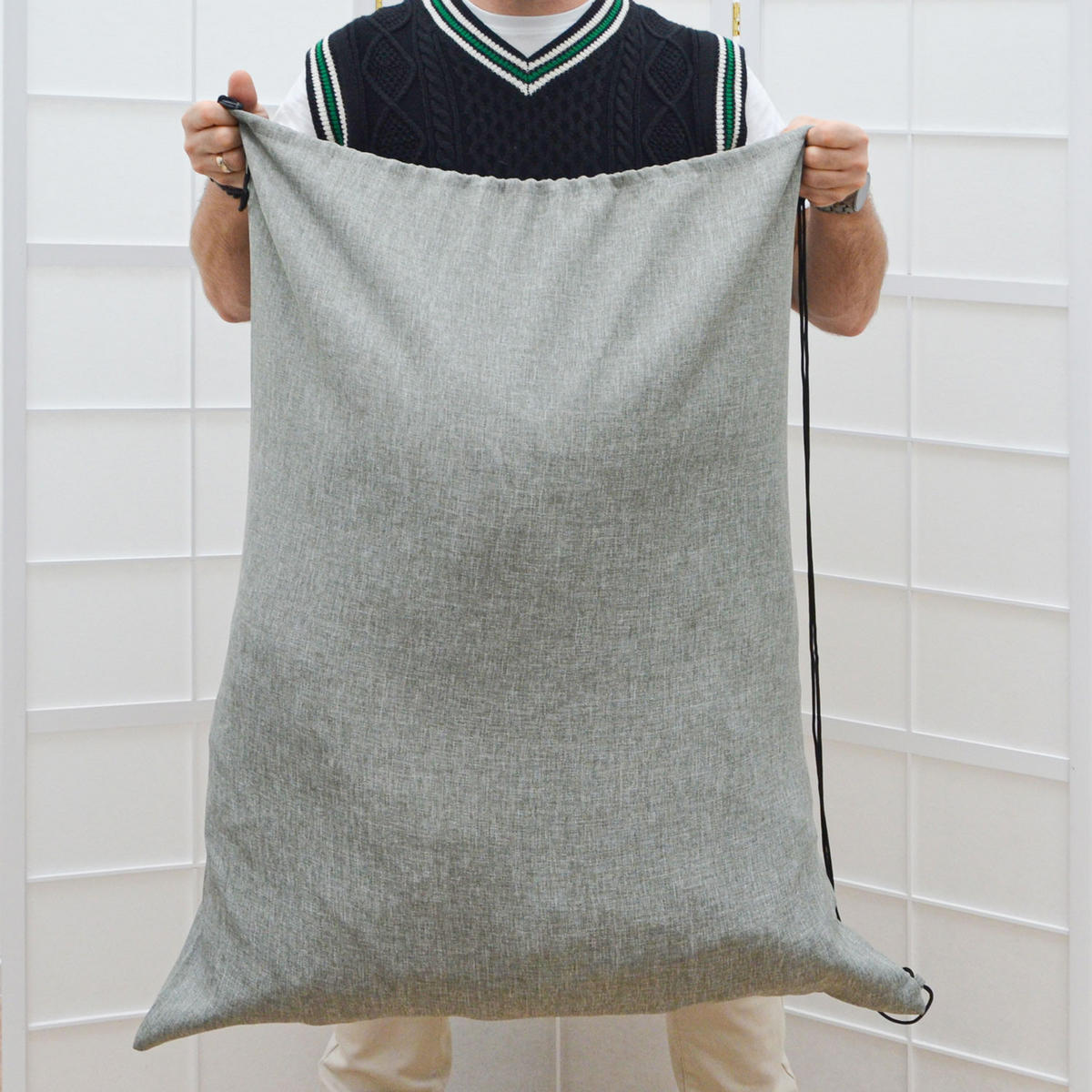WÄSCHESACK 2er Set 70/90 cm & 60/70 cm Hellgrau - Grau, Kunststoff (70/90/70cm) - Dunedesign