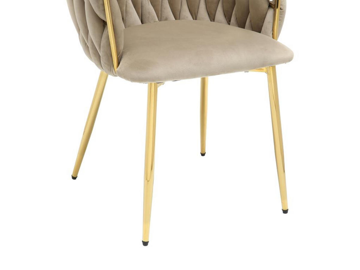 SET mit 2 Stühlen aus Samt & goldenem Metall - Beige - ELEGANO - Beige, Textil (59/74/57cm) - Vente-Unique
