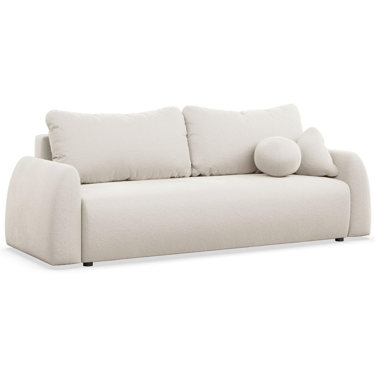 3-SITZER SOFA Nubelle Creme Chenille-Bezug - Creme/Schwarz, Kunststoff/Textil (244/85/93cm) - Selsey