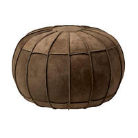 SITZPOUF rund aus Leder, 50/50/40 cm - Braun, Leder (50/40/50cm) - Homescapes