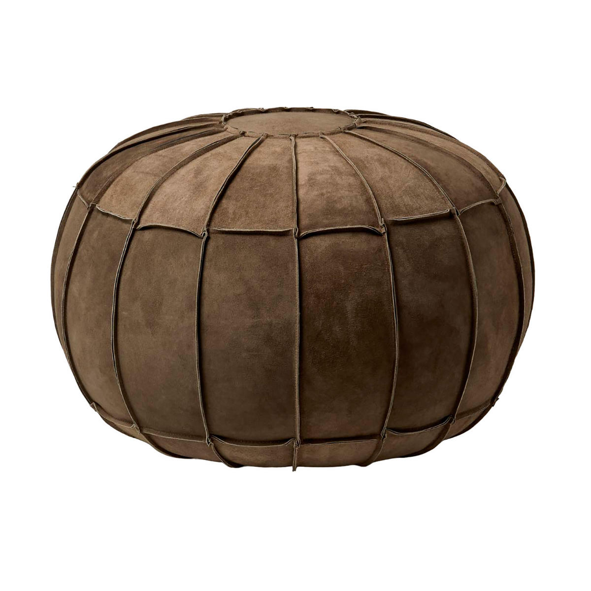 SITZPOUF rund aus Leder, 50/50/40 cm - Braun, Leder (50/40/50cm) - Homescapes