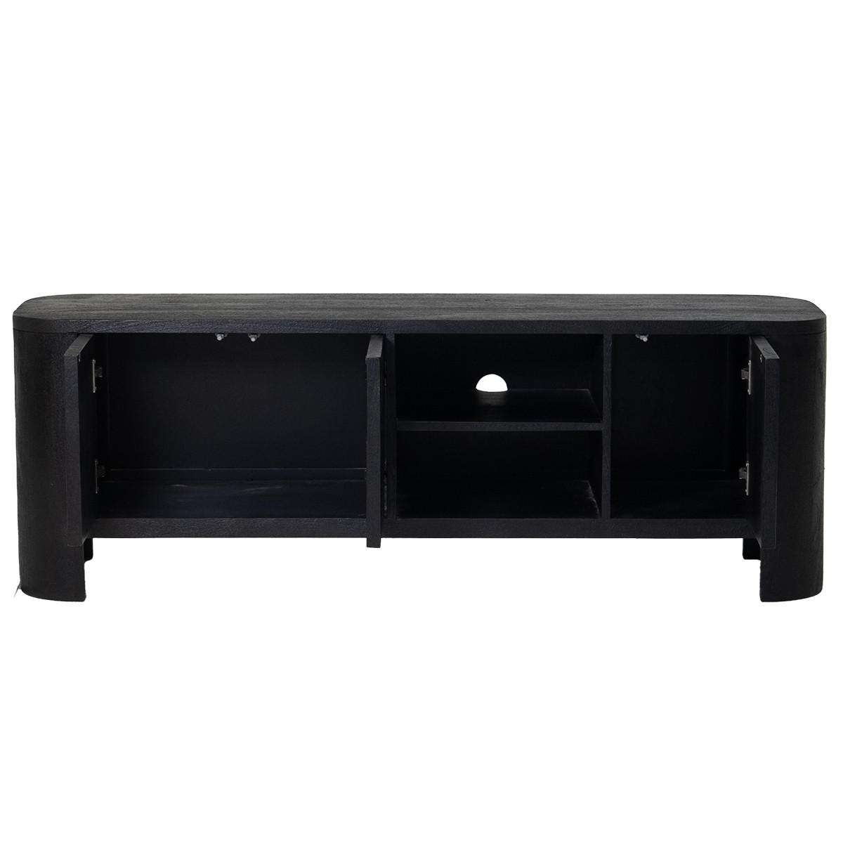 TV-MÖBEL aus Mangoholz 160cm, schwarz - Schwarz, Holz (160/55/40cm) - Giga Meubel