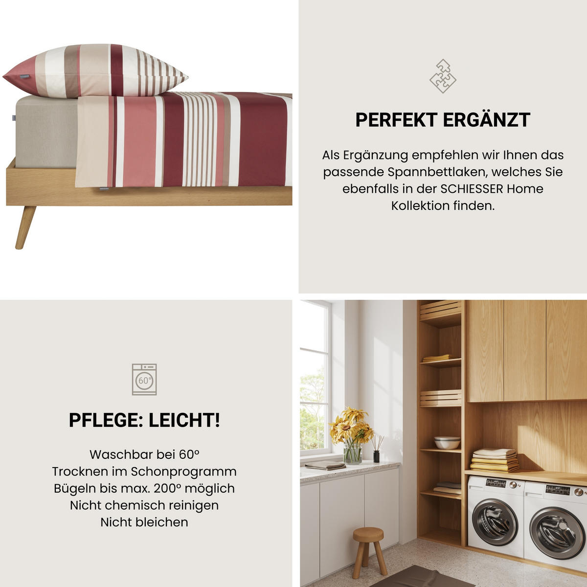 BETTWÄSCHESET Rexo - Renforcé - 2-teilig - 135 x 200 cm - Altrosa - Altrosa, Textil (135/200cm) - SCHIESSER