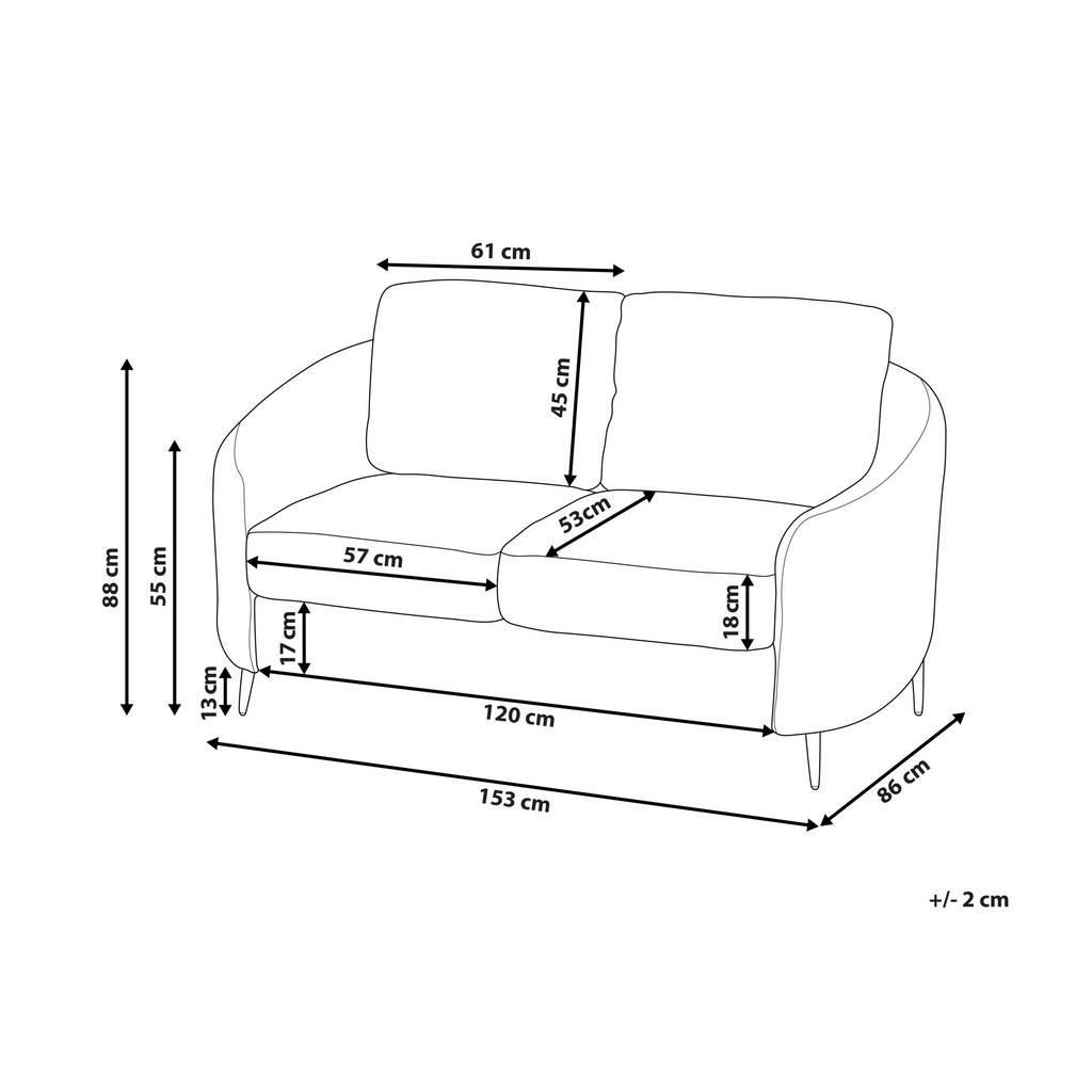 Thumbnail - Beliani 2-Sitzer-Sofa, Weiß, Gold, Textil, 153x88x86 cm, Wohnzimmer, Sofas & Couches, Sofas, 2-Sitzer Sofas