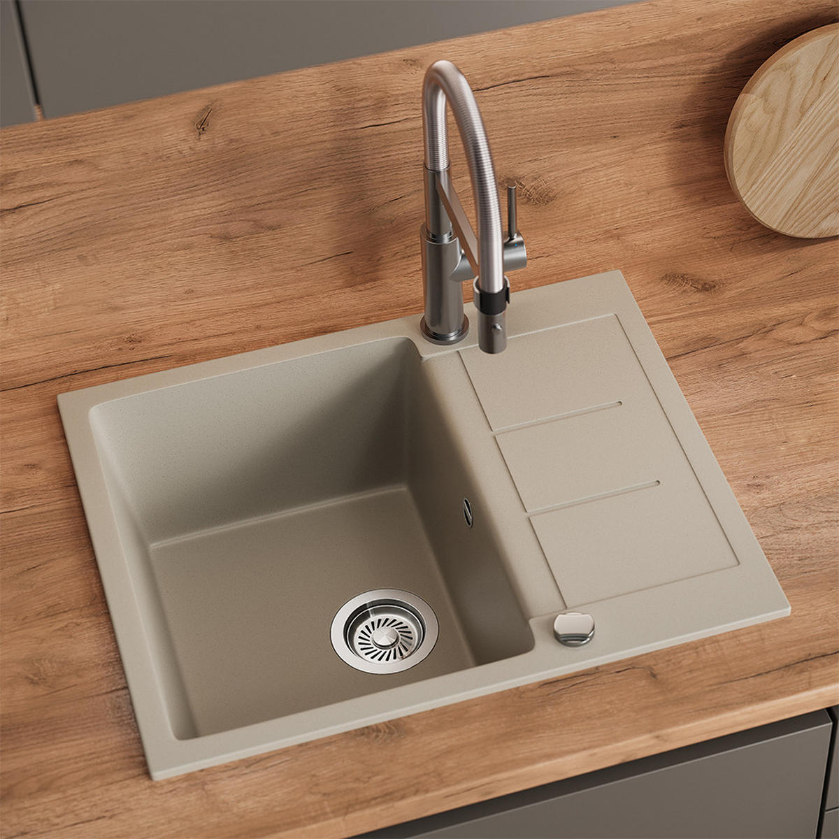 SPÜLBECKEN Rom Beige 62 x 50 cm - Beige, Keramik (62/20/50cm) - Bergstroem