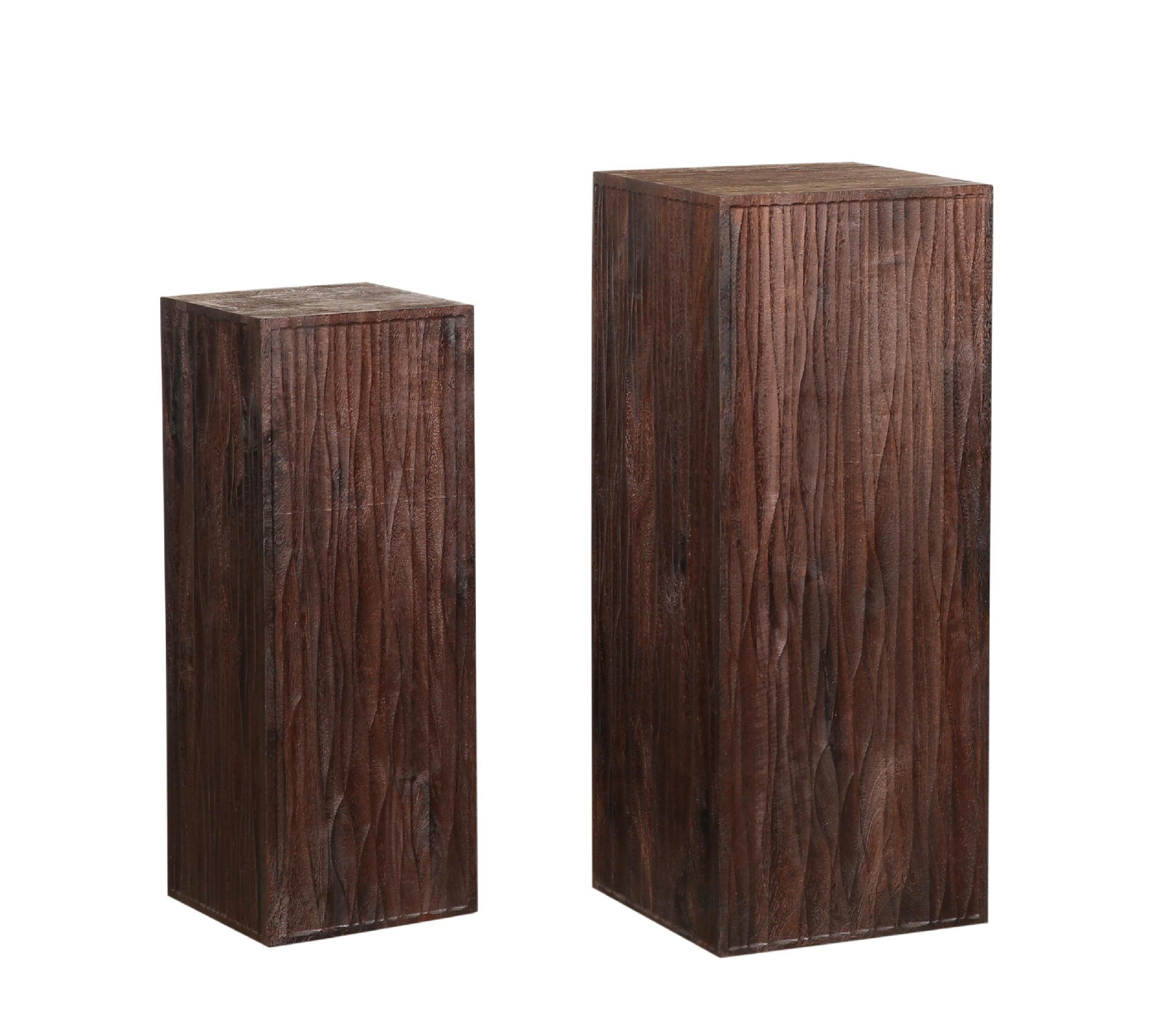 BLUMENSÄULE Riko Braun 35/35/90cm 2er-Set - Braun, Holz (35/35/90cm) - PTMD Collection