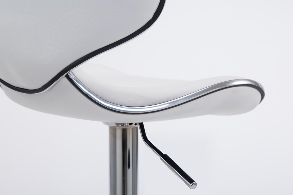 BARHOCKER Famir Kunstleder Weiß Silber - Weiß, Leder (46/88/49cm) - DELUKE