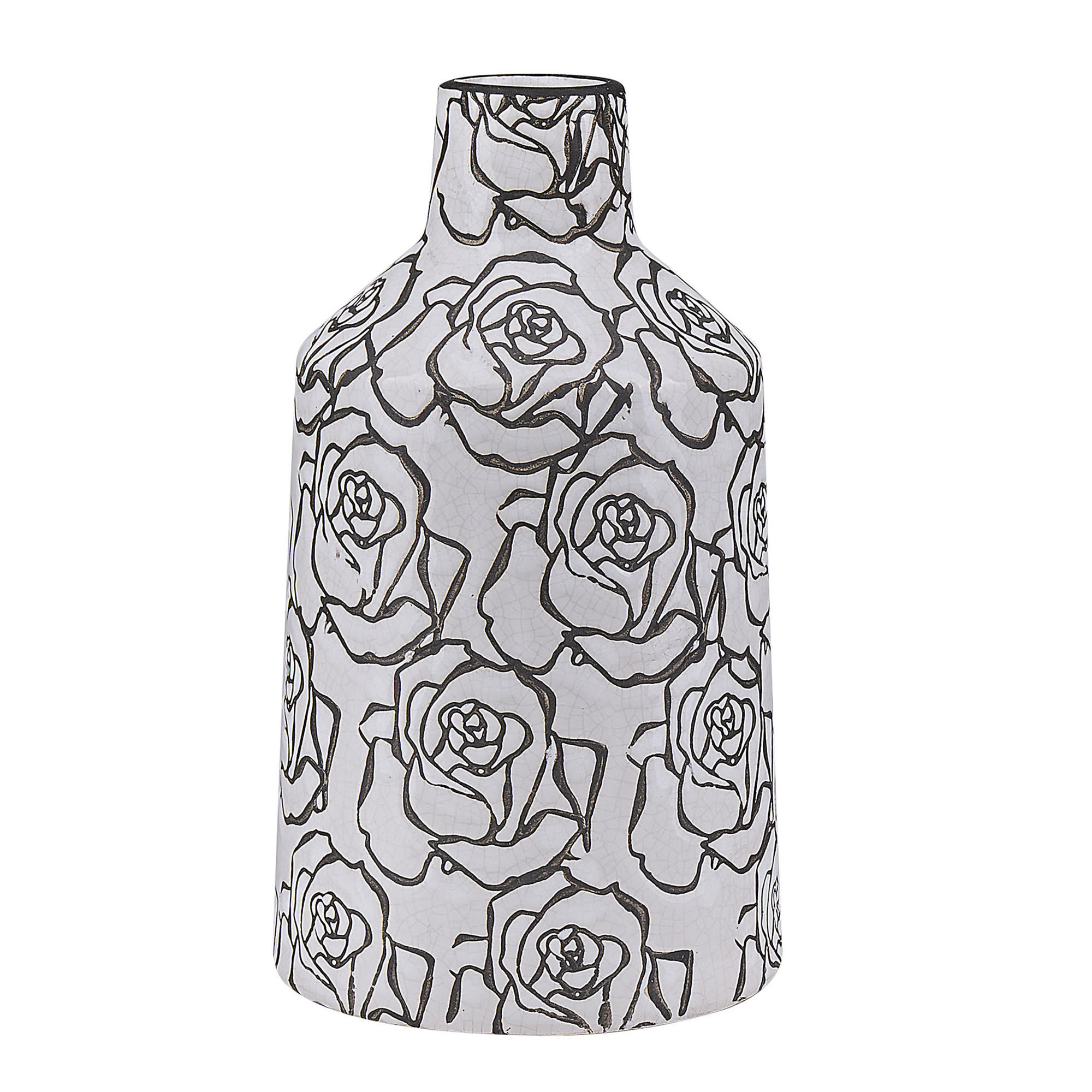 BLUMENVASE Steinzeug weiß Alinda - Weiß, Stein (26cm) - Beliani
