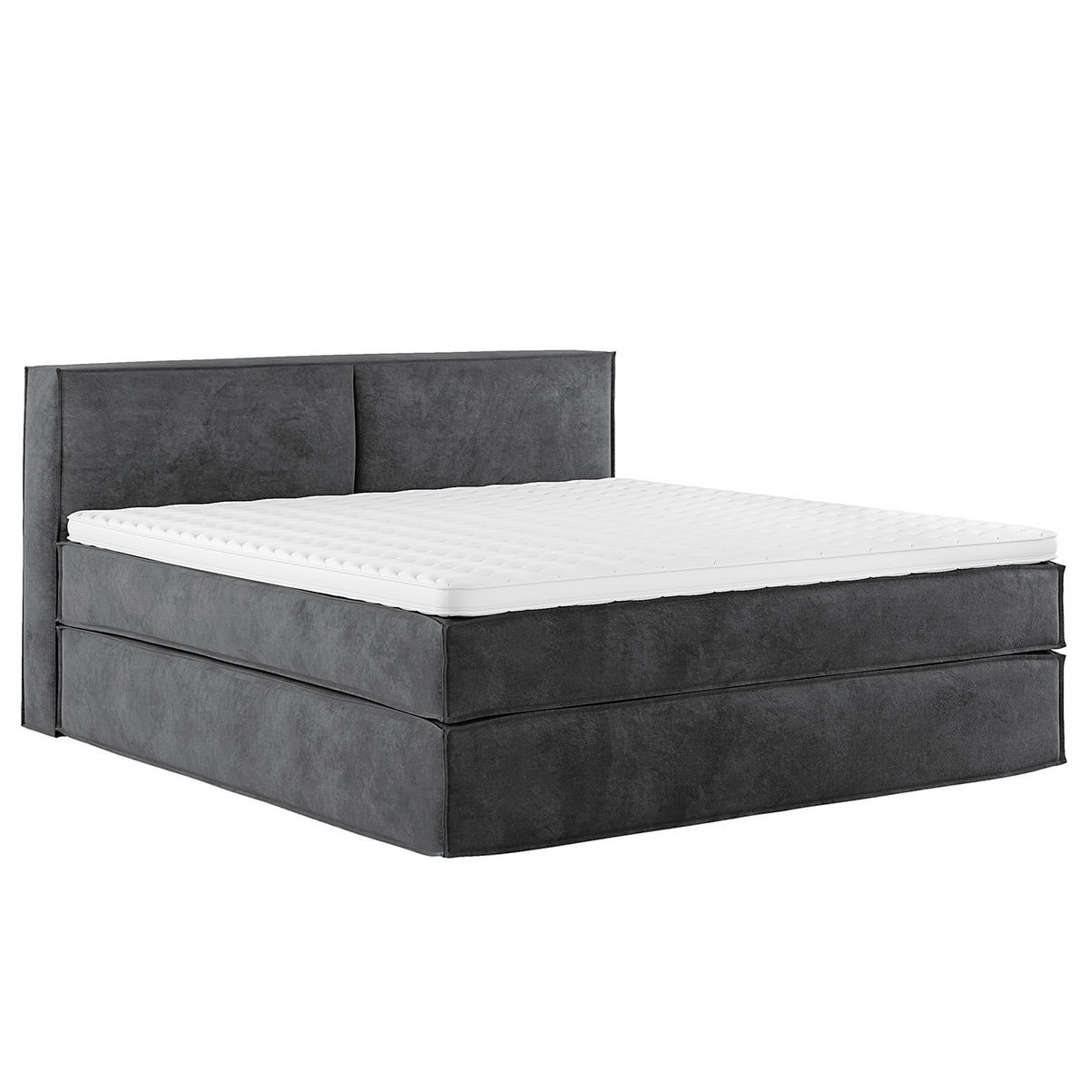 BOXSPRINGBETT mit Kopfteil - Premium - Anthrazit, Textil (200/200cm) - home24