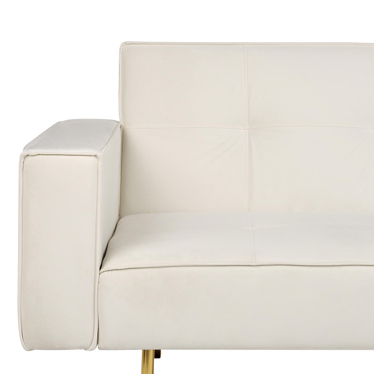 3-SITZER-SCHLAFSOFA Samtstoff cremeweiß Visnes - Goldfarben/Weiß, Textil (218/80/81cm) - Beliani
