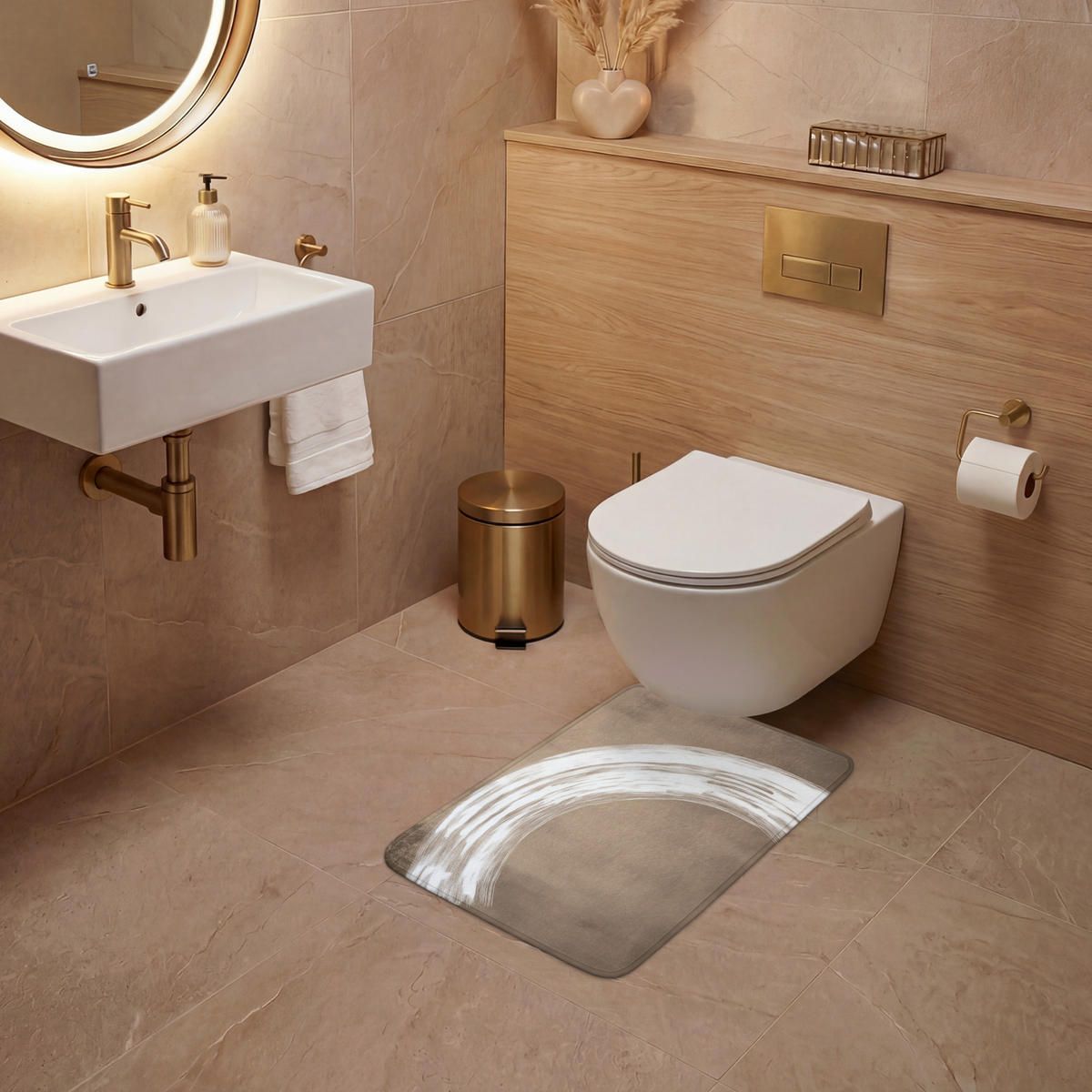 WC PŘEDLOŽKA Barva - hnědá - Japandi 40x60 cm - barva mokka, textil/plast (40/1cm) - OnlyWow