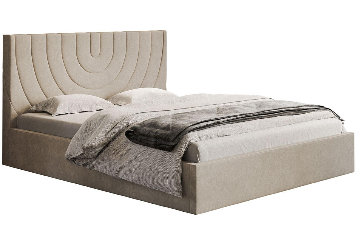 BETT Beige OLDO 6 Gepolstert Mit Bettkasten 180x200 cm - Beige, Textil (180/200cm) - Sepro Meble