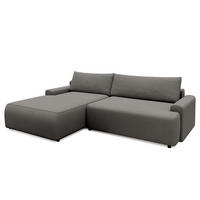 ECKSOFA mit Schlaffunktion - Longchair - Dunkelgrau/Schwarz, Kunststoff/Textil (253/167cm) - home24