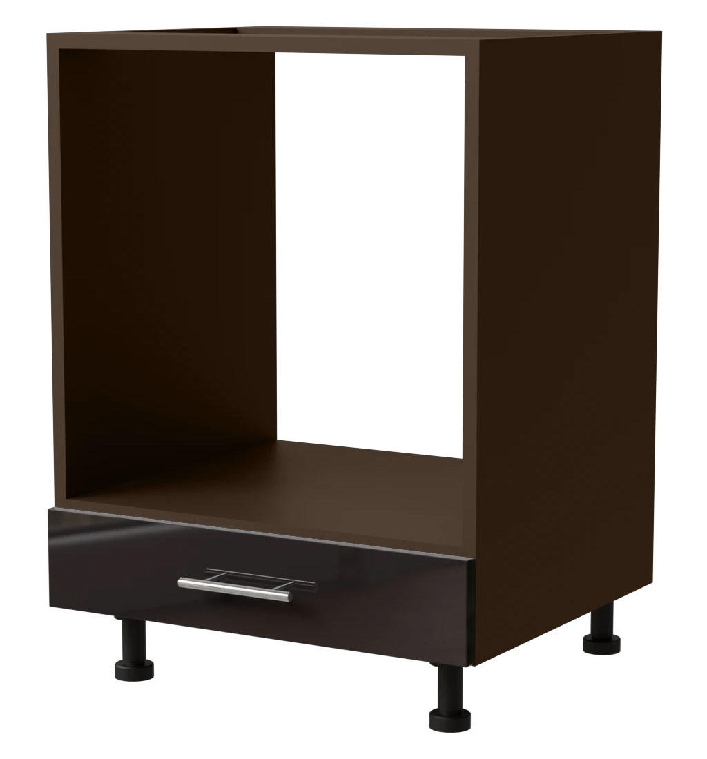 Feldmann-Wohnen Herdumbauschrank Schwarz Hochglanz, Dunkelgrau 60x82x50 cm