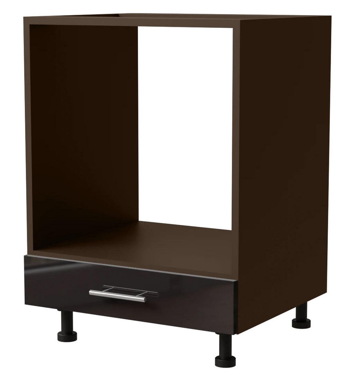 HERDUMBAUSCHRANK Essen D11K/60 Schwarz Hochglanz / Lava Matt 60 / 50 / 82cm - Schwarz Hochglanz/Dunkelgrau, Holz/Holzwerkstoff (60/82/50cm) - Feldmann-Wohnen