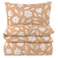 BETTWÄSCHE Mako Perkal 135x200 cm aus 100% Baumwolle mit Reißverschluss, Bettbezug Floral 135 x 200 - Orange - Orange, Textil (135/200cm) - Carpe Sonno