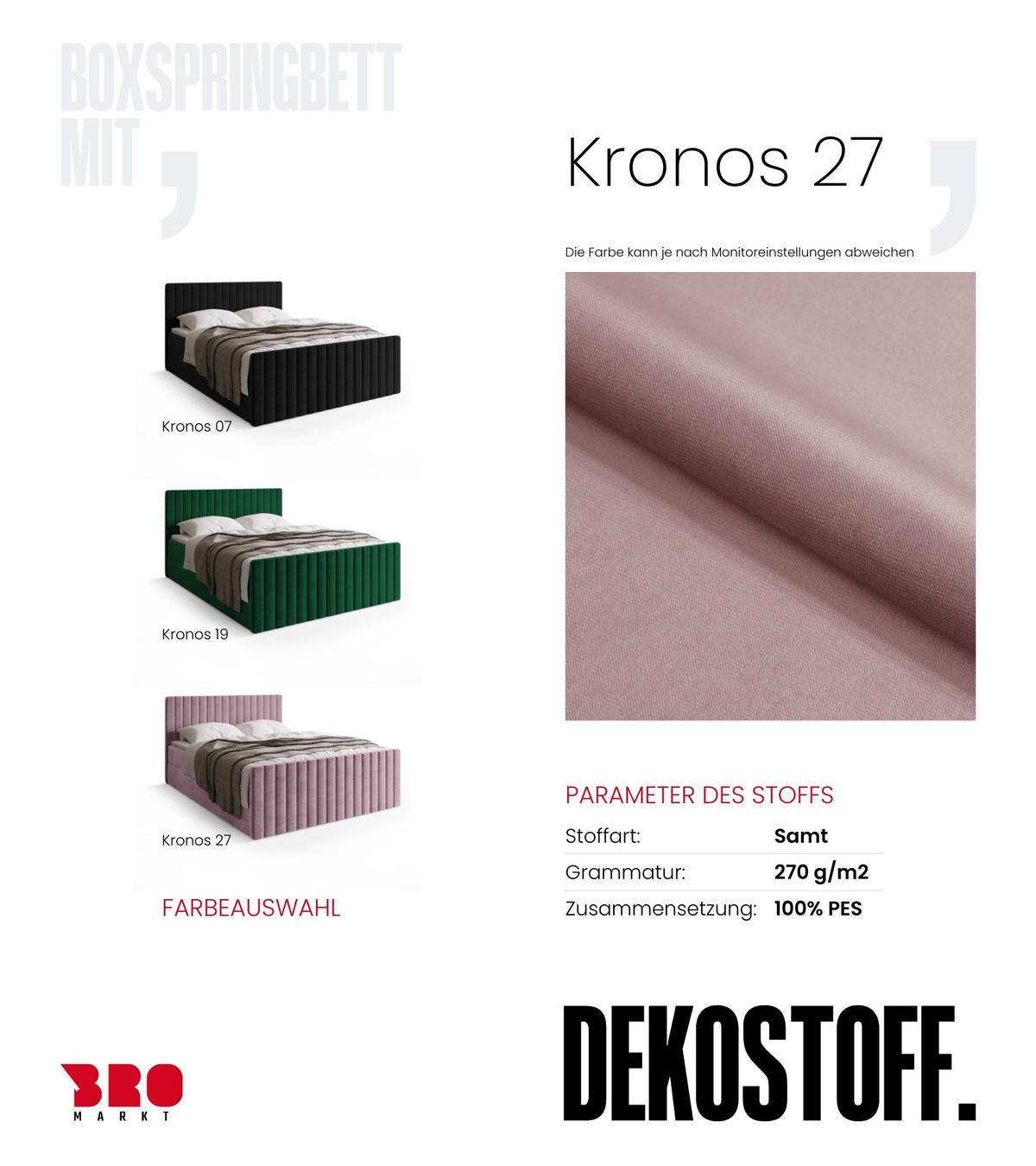 BOXSPRINGBETT Dream Duo mit Topper 180/200 Puderrosa - Rosa, Kunststoff (180/200cm) - Bromarkt