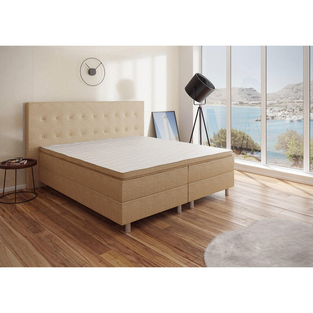 BOXBETT RIO Barcelona 5-Zonen mit Visco Topper H3 First Class Bett in verschiedenen Farben und Größen - Hellbraun, Holz/Holzwerkstoff (160/200cm) - Best For Home