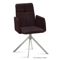 ARMLEHNSTUHL (4er-Set) Dorisa 52x92x60 Edelstahl/Espresso - Edelstahlfarben/Dunkelbraun, Kunststoff (60/92/52cm) - 58aufmkessel