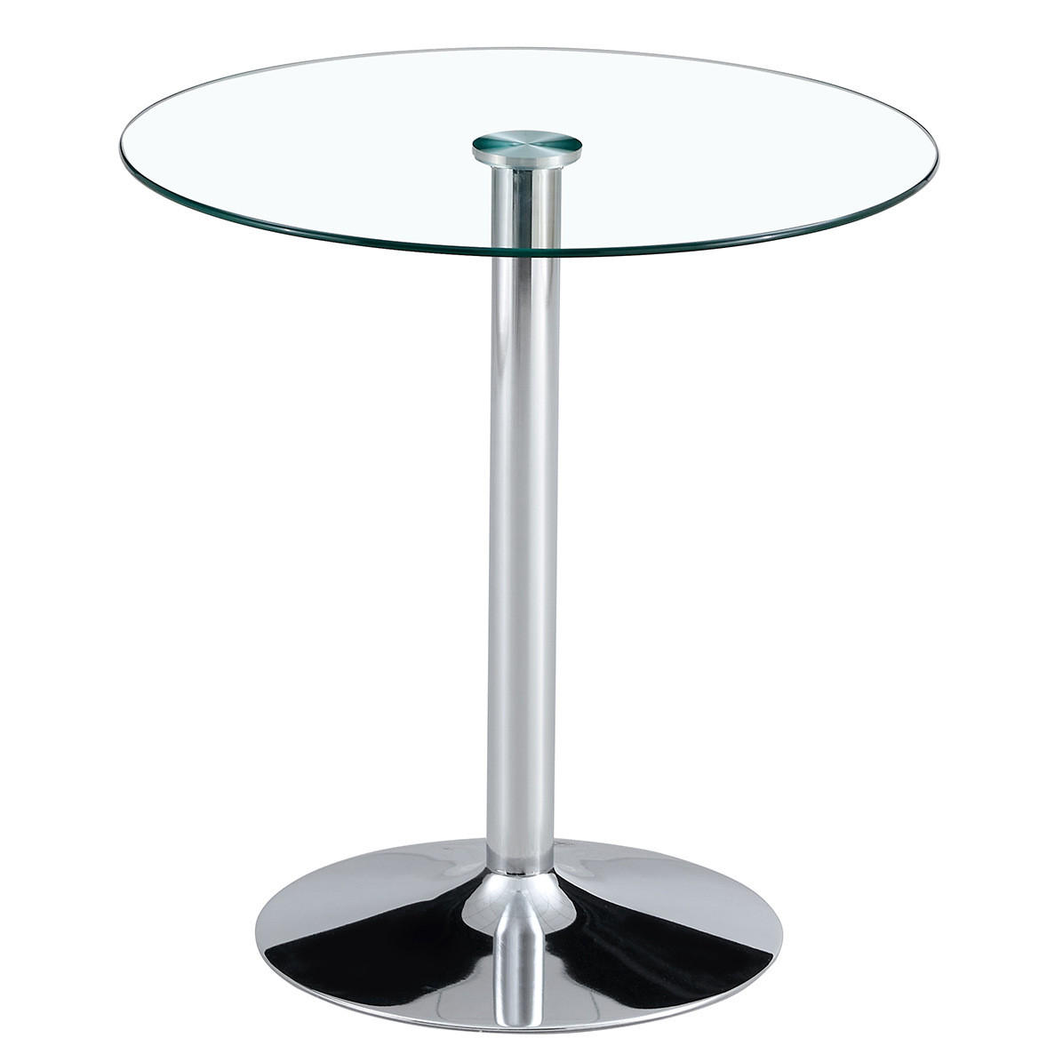 RUNDER Bartisch 89/89/92 cm mit Glasplatte und silberfarbenem Metallgestell - Silberfarben, Glas (89/89/92cm) - BEAOK
