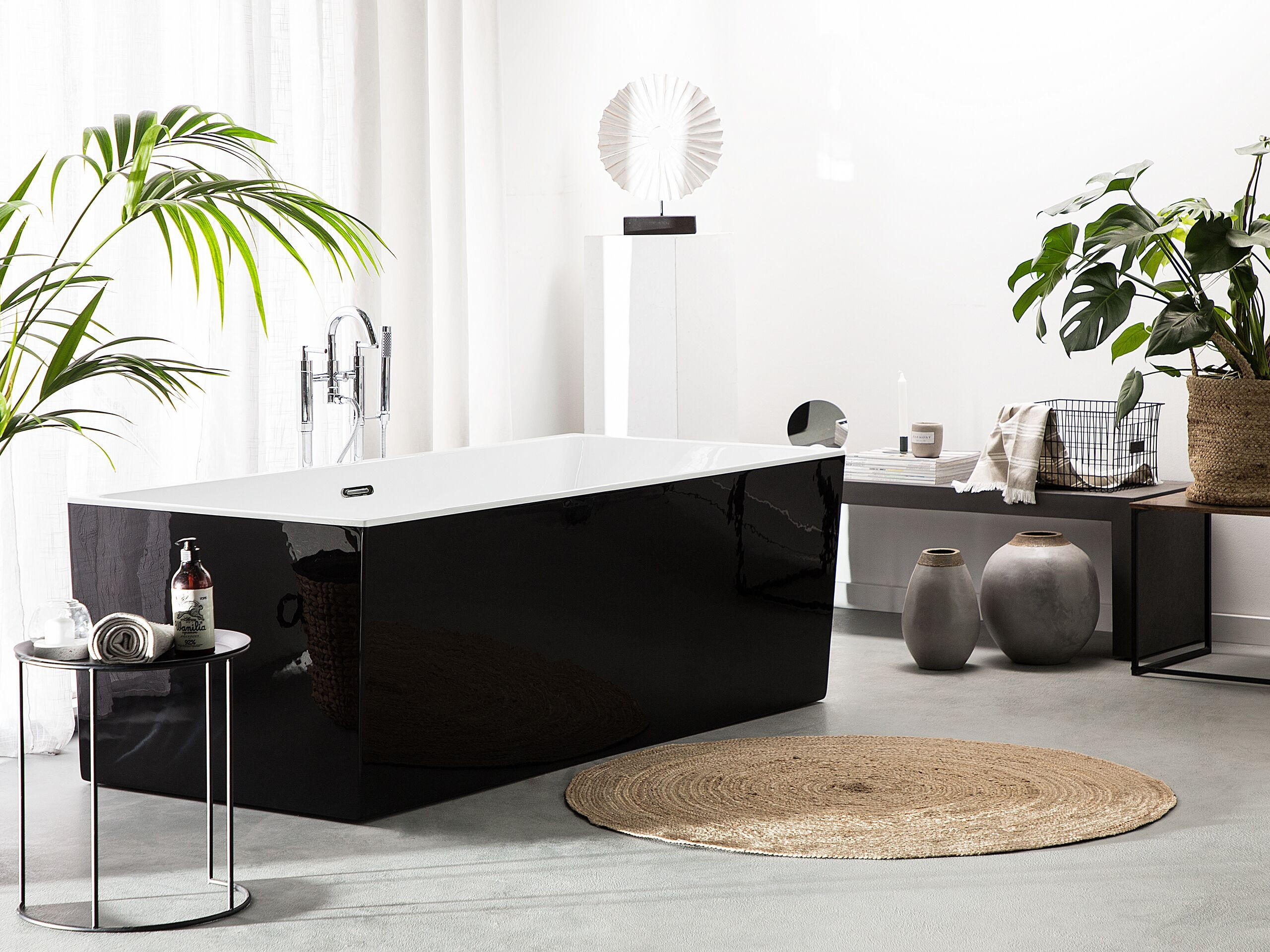 BADEWANNE FREISTEHEND 81x170x60 cm schwarz Rios - Schwarz, Kunststoff (81/60/170cm) - Beliani
