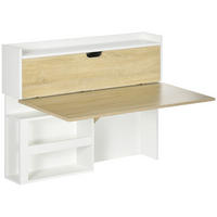SCHREIBTISCH DE-14906 klappbar mit Schrank & Regal Naturholz - Naturfarben, Holzwerkstoff (100/18/74cm) - ComfortXL