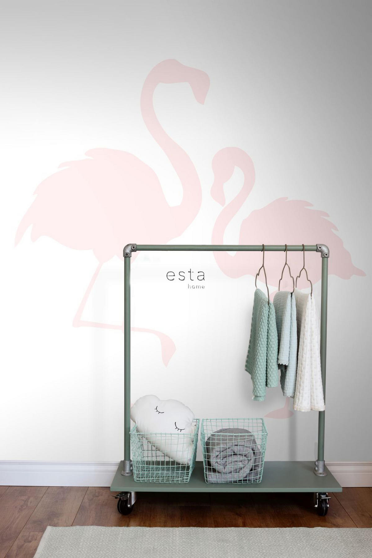 FOTOTAPETE Flamingos 186 x 279 cm - Pink, Papier (186/279cm) - ESTAhome