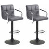 BARHOCKER 2er Set Lederlook Grau - Schwarz/Grau, Textil/Metall (54/91/46cm) - CLP